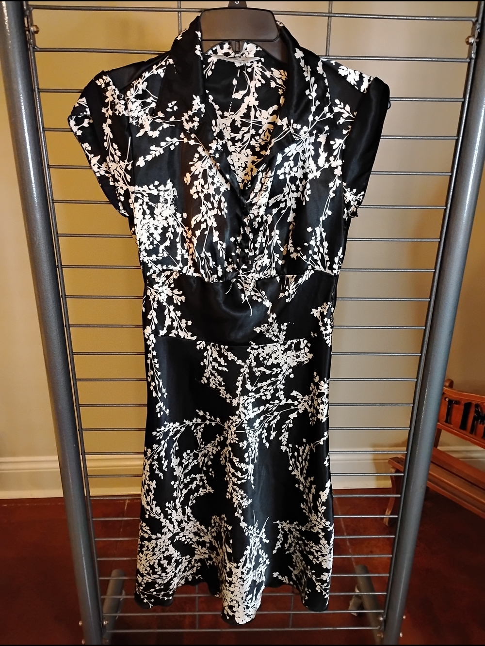 Speechless Black and White Floral Satin Midi Dress